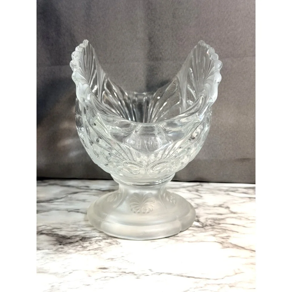 GORGEOUS VTG BANANA BOWL~ LIBS‎ GLASS~ CRYSTAL SATIN GLASS 14